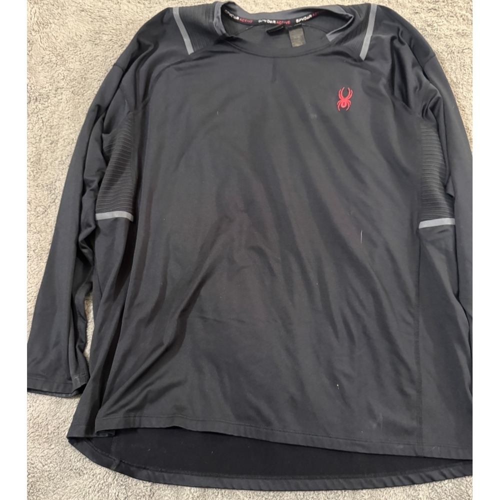 Spyder Active Baselayer Shirt Mens XXL Black Long Sleeve Performance Pullover